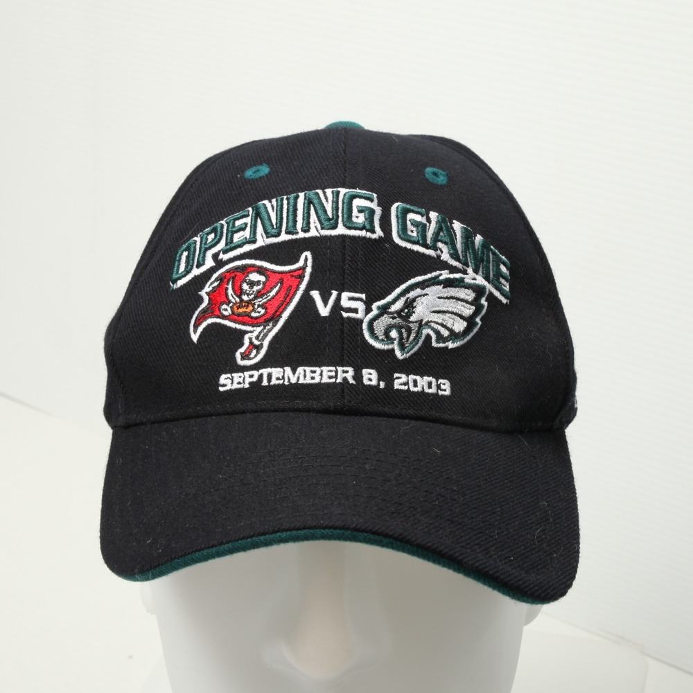 Reebok Hat Mens OSFA Black 2003 NFL Opening Game Buccaneers vs Eagles Cap New